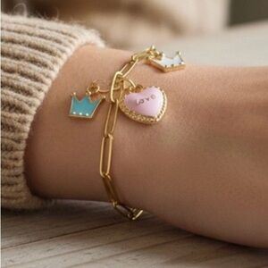 Stainless Steel Gold Birthday Charm  Bracelet